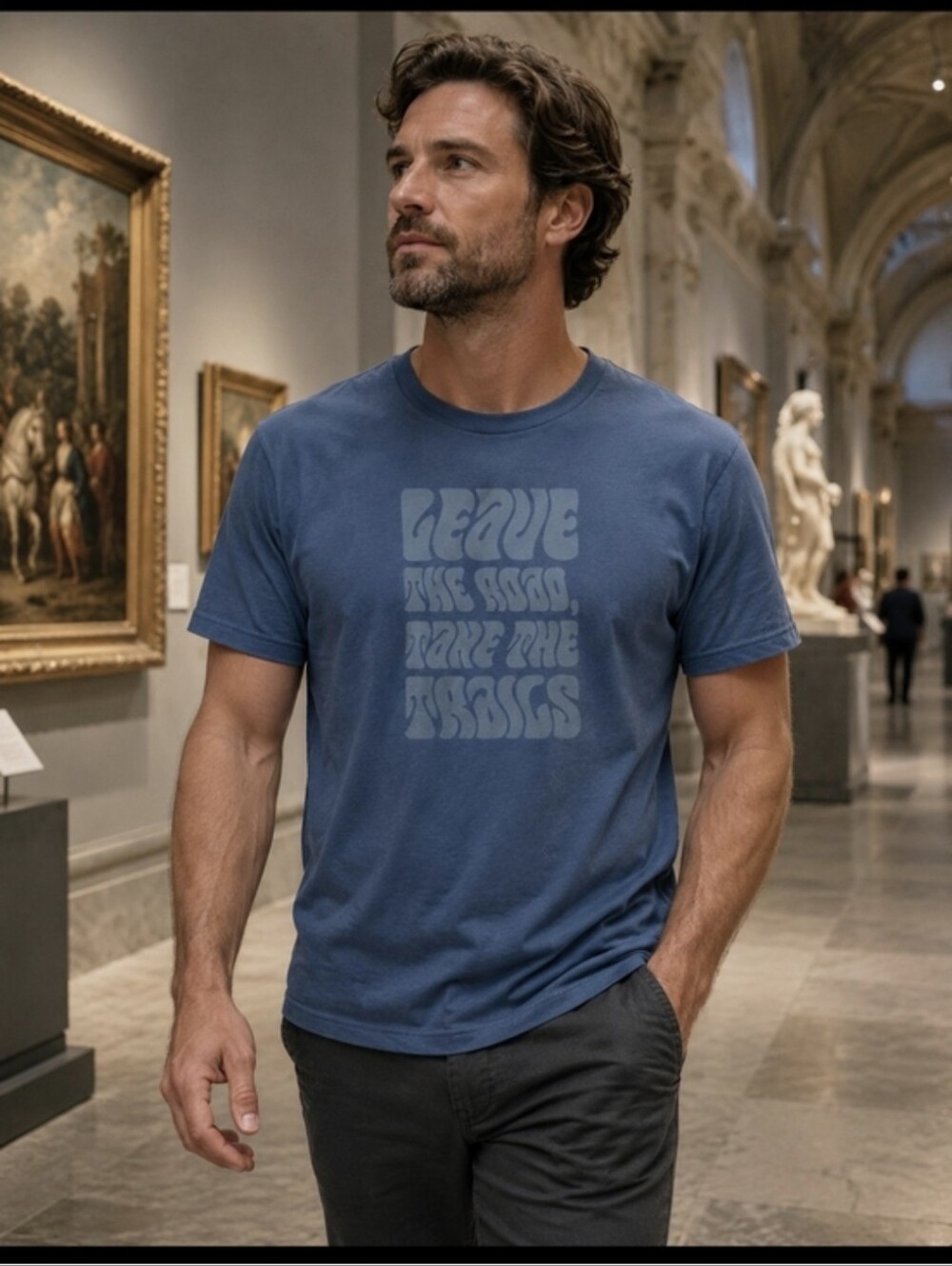 Men's Blue Graphic Crewneck Tee